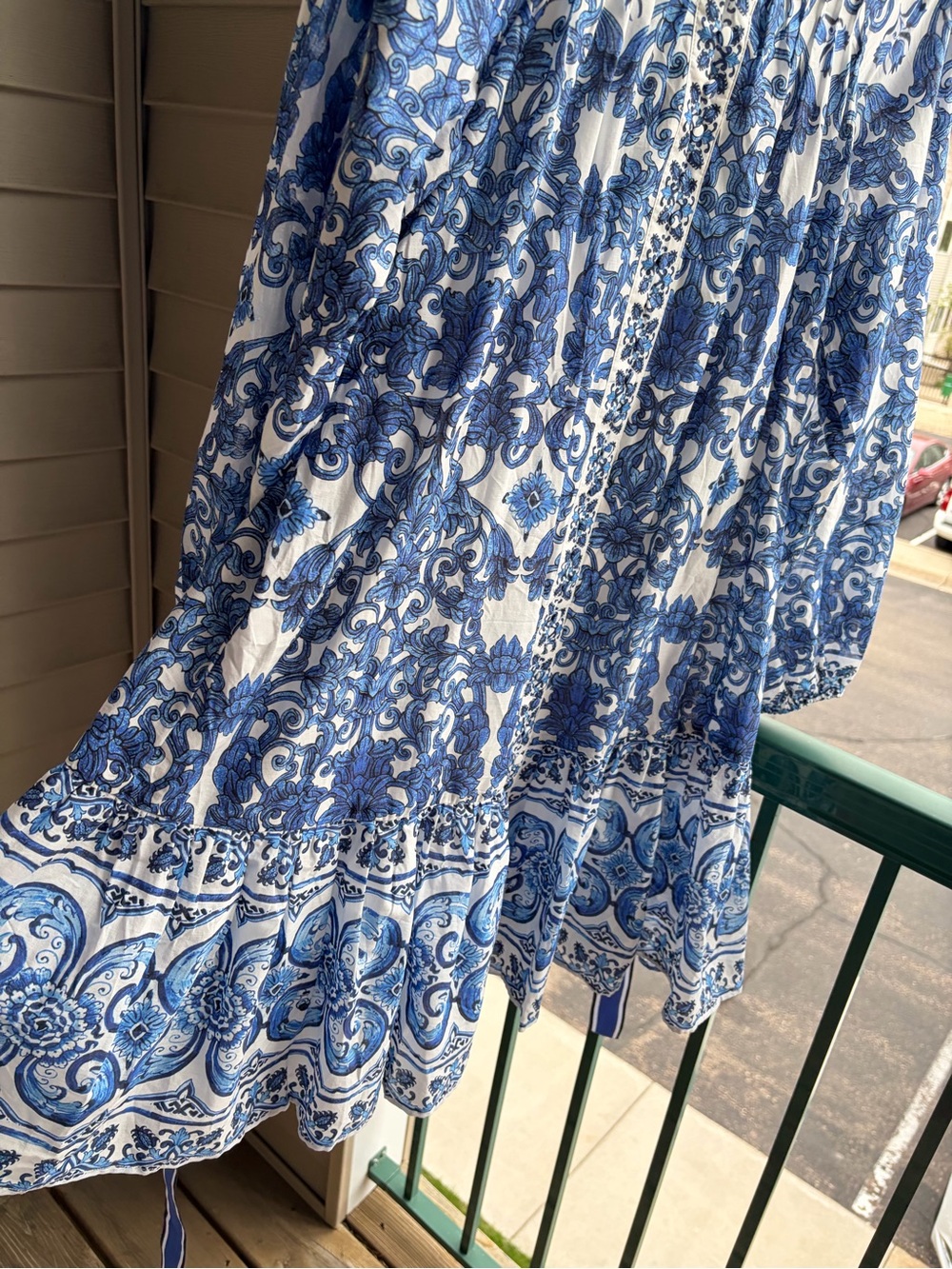 ππ«Antonio Melani Brynn BlueWhite Floral Mini Dress Belted Cotton Boho Chic Size4 - Picture 7 of 17